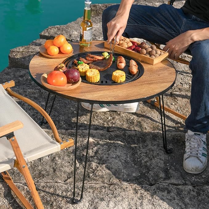 Mesa Moderna Redonda Plegable: Ideal para Té y Parrilladas al Aire Libre