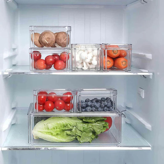 Set de 7 Contenedores Apilables: Frescura, Orden y Espacio en Tu Refrigerador