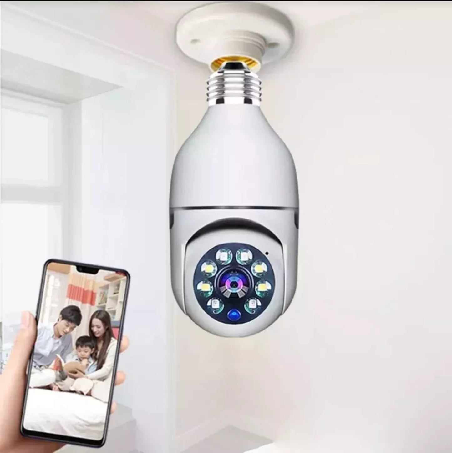 Cámara WiFi 360° en Forma de Bombilla – Seguridad Inteligente y Sencilla